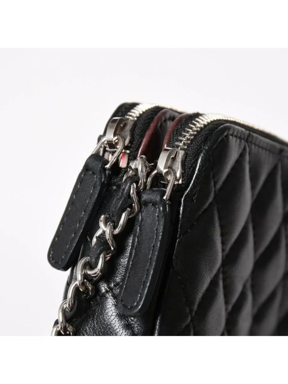 Chanel Chain Wallet on CC Logo Lambskin Black Silver Shoulder Bag